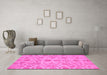 Machine Washable Oriental Pink Traditional Rug in a Living Room, wshabs1683pnk