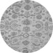 Round Machine Washable Oriental Gray Traditional Rug, wshabs1683gry