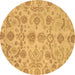 Round Oriental Brown Traditional Rug, abs1683brn