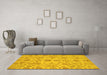 Machine Washable Oriental Yellow Traditional Rug in a Living Room, wshabs1683yw