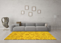 Machine Washable Oriental Yellow Traditional Rug, wshabs1683yw