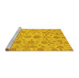 Sideview of Machine Washable Oriental Yellow Traditional Rug, wshabs1683yw