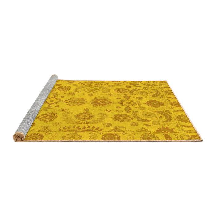 Sideview of Machine Washable Oriental Yellow Traditional Rug, wshabs1683yw