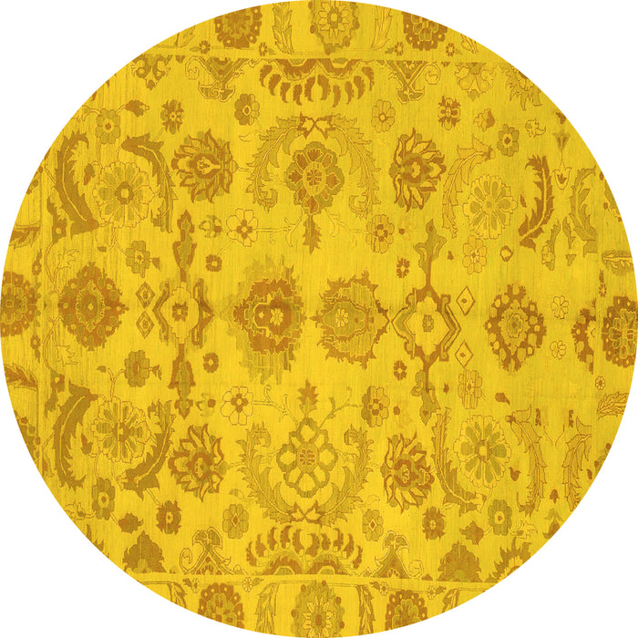 Round Oriental Yellow Traditional Rug, abs1683yw