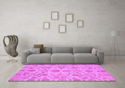 Machine Washable Oriental Purple Traditional Area Rugs in a Living Room, wshabs1683pur