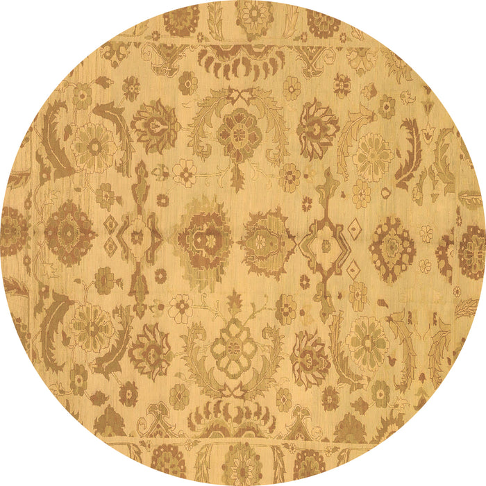 Round Machine Washable Oriental Brown Traditional Rug, wshabs1683brn