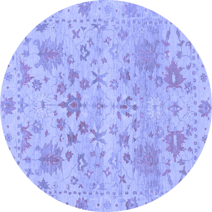 Round Machine Washable Oriental Blue Traditional Rug, wshabs1684blu
