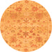 Round Machine Washable Oriental Orange Traditional Area Rugs, wshabs1684org