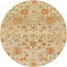 Round Machine Washable Abstract Yellow Rug, wshabs1684