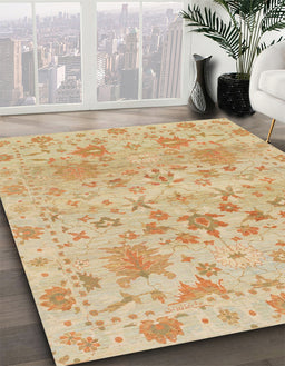 Machine Washable Abstract Yellow Rug in a Family Room, wshabs1684