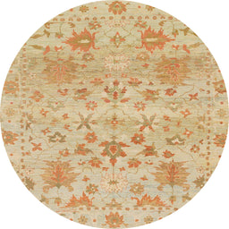 Round Abstract Yellow Oriental Rug, abs1684