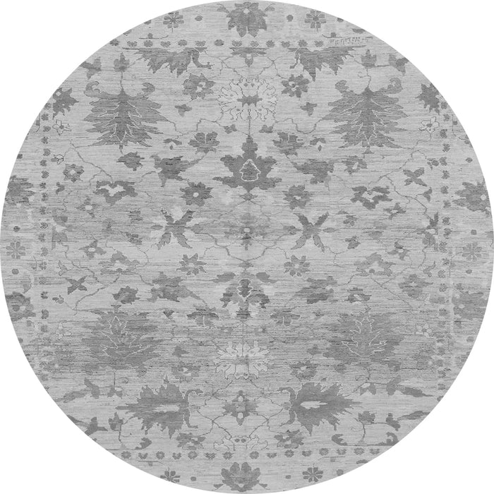 Round Machine Washable Oriental Gray Traditional Rug, wshabs1684gry