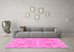 Machine Washable Oriental Pink Traditional Rug in a Living Room, wshabs1684pnk