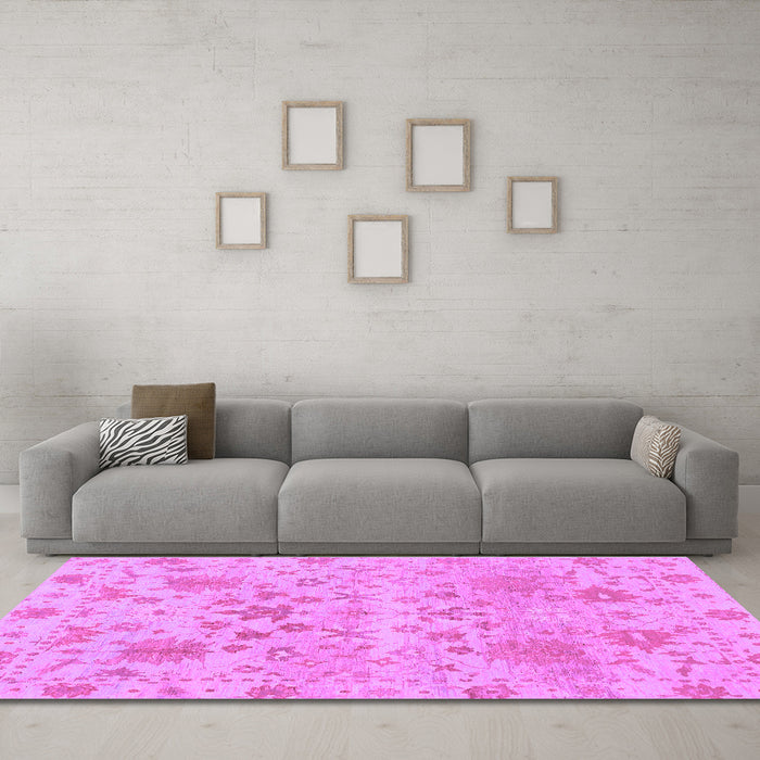 Machine Washable Oriental Purple Traditional Area Rugs in a Living Room, wshabs1684pur