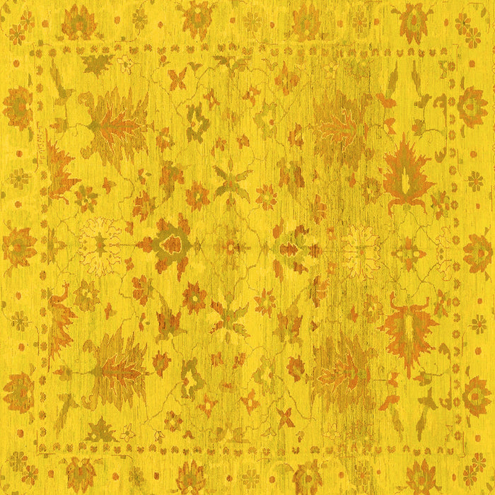 Square Machine Washable Oriental Yellow Traditional Rug, wshabs1684yw