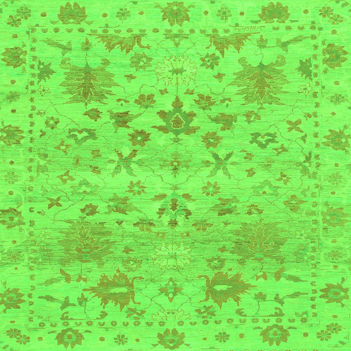 Square Oriental Green Traditional Rug, abs1684grn