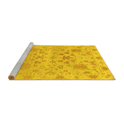 Sideview of Machine Washable Oriental Yellow Traditional Rug, wshabs1684yw