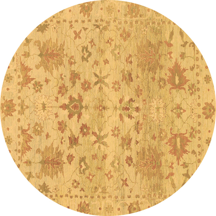 Round Oriental Brown Traditional Rug, abs1684brn