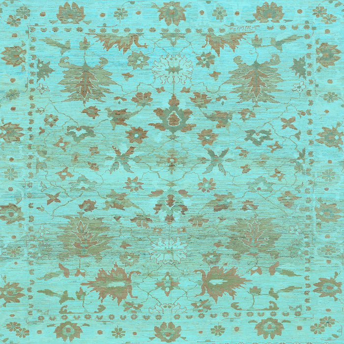 Square Machine Washable Oriental Light Blue Traditional Rug, wshabs1684lblu