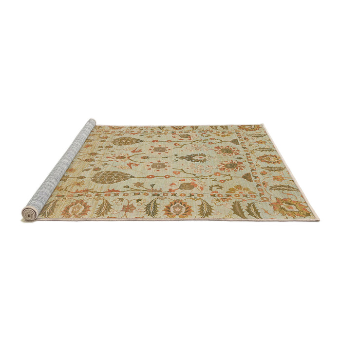 Sideview of Machine Washable Abstract Bronze Brown Rug, wshabs1685