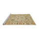 Sideview of Machine Washable Abstract Bronze Brown Rug, wshabs1685