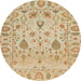 Round Abstract Bronze Brown Modern Rug, abs1685