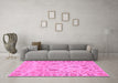 Machine Washable Abstract Pink Modern Rug in a Living Room, wshabs1685pnk