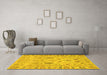 Machine Washable Abstract Yellow Modern Rug in a Living Room, wshabs1685yw