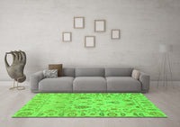 Machine Washable Abstract Green Modern Rug, wshabs1685grn