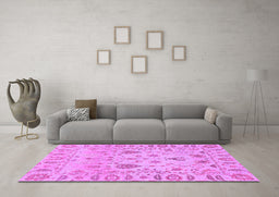 Machine Washable Abstract Purple Modern Area Rugs in a Living Room, wshabs1685pur