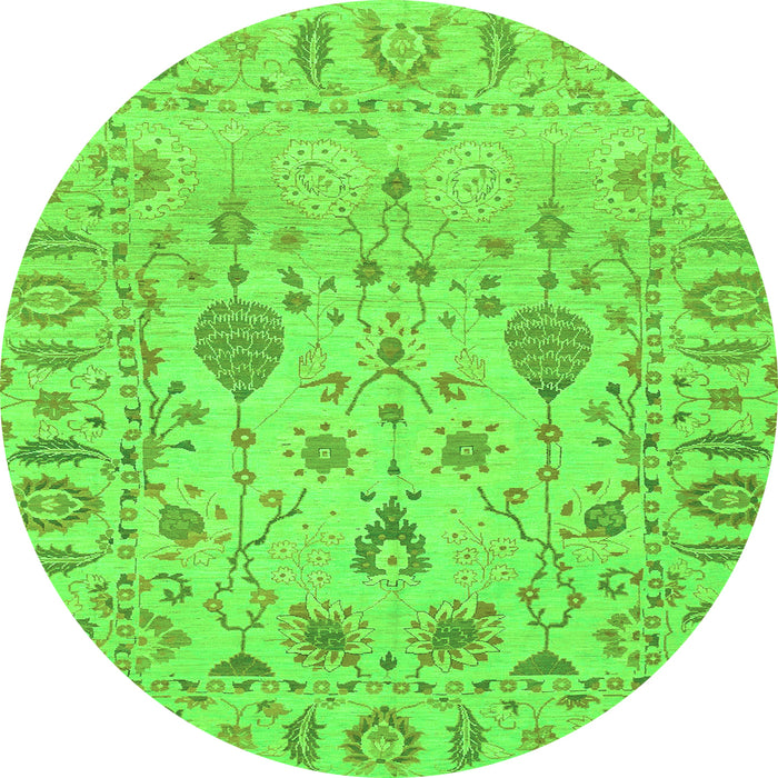 Round Machine Washable Abstract Green Modern Area Rugs, wshabs1685grn