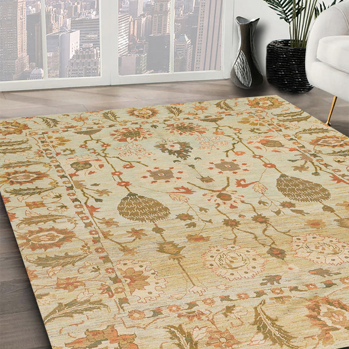 Abstract Bronze Brown Modern Rug in Family Room, abs1685