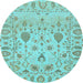 Round Abstract Light Blue Modern Rug, abs1685lblu