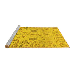 Sideview of Machine Washable Abstract Yellow Modern Rug, wshabs1685yw