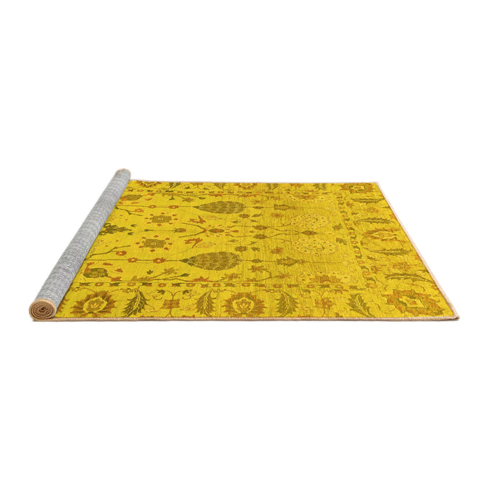Sideview of Machine Washable Abstract Yellow Modern Rug, wshabs1685yw
