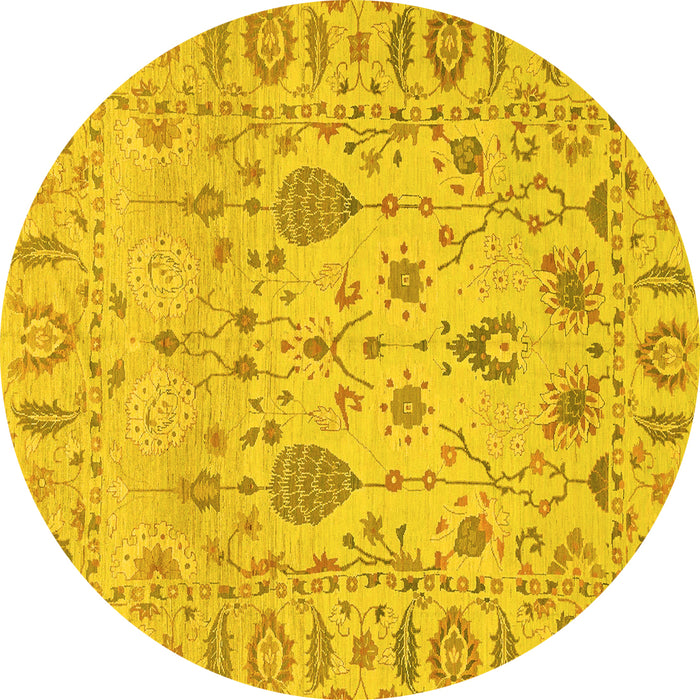 Round Machine Washable Abstract Yellow Modern Rug, wshabs1685yw