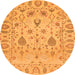 Round Machine Washable Abstract Orange Modern Area Rugs, wshabs1685org