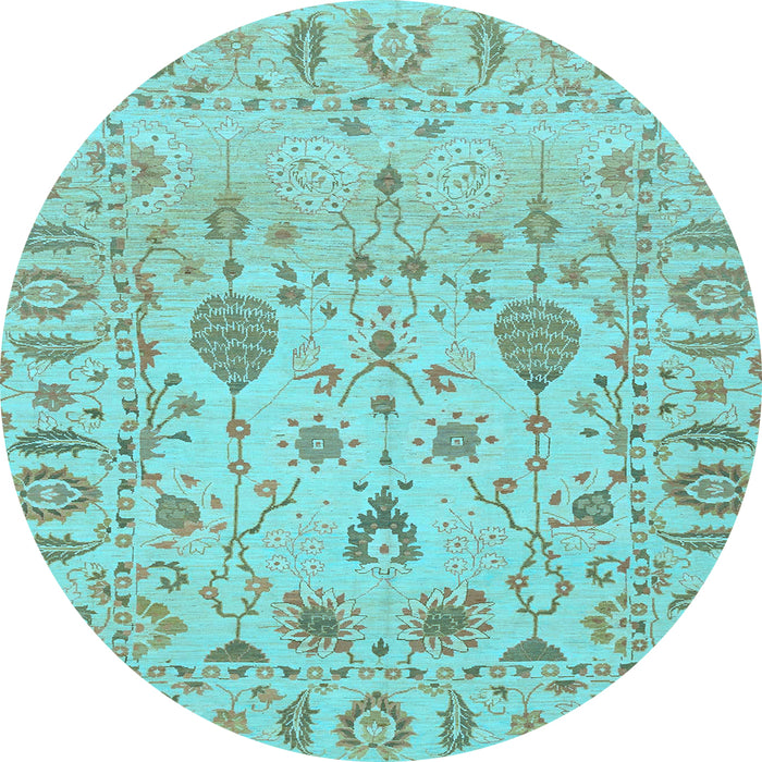 Round Machine Washable Abstract Light Blue Modern Rug, wshabs1685lblu