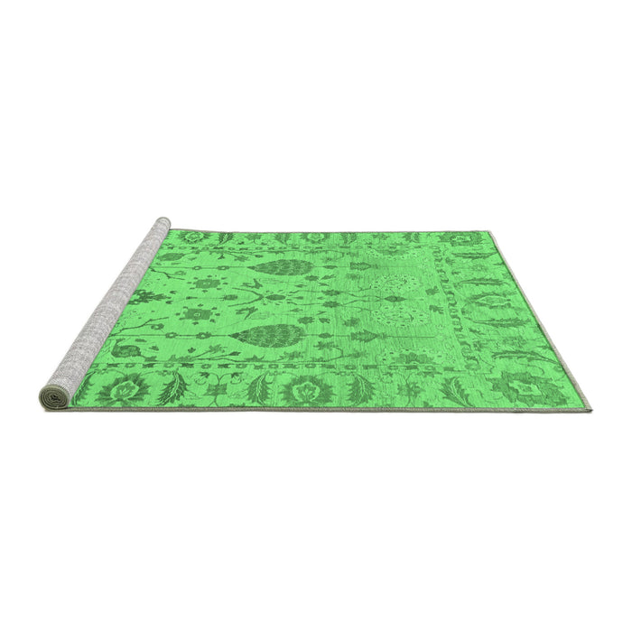 Sideview of Machine Washable Abstract Emerald Green Modern Area Rugs, wshabs1685emgrn