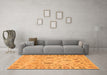 Machine Washable Abstract Orange Modern Area Rugs in a Living Room, wshabs1685org