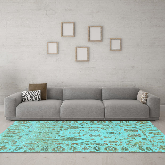 Machine Washable Abstract Light Blue Modern Rug in a Living Room, wshabs1685lblu