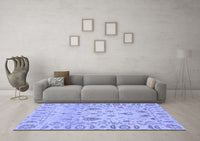 Machine Washable Abstract Blue Modern Rug, wshabs1685blu