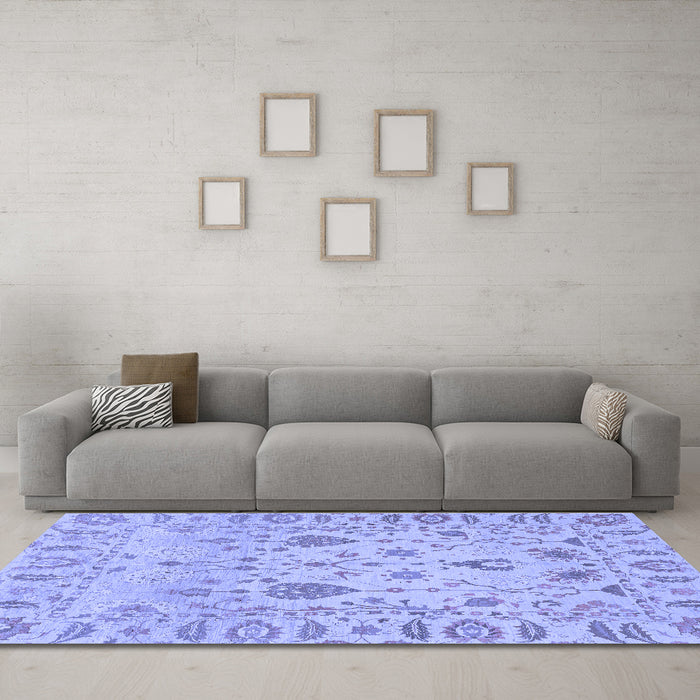 Machine Washable Abstract Blue Modern Rug in a Living Room, wshabs1685blu