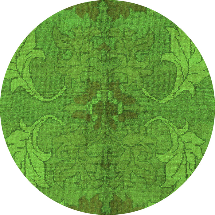 Round Abstract Green Modern Rug, abs1686grn