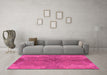 Machine Washable Abstract Pink Modern Rug in a Living Room, wshabs1686pnk