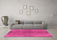 Machine Washable Abstract Pink Modern Rug, wshabs1686pnk