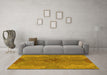 Machine Washable Abstract Yellow Modern Rug in a Living Room, wshabs1686yw