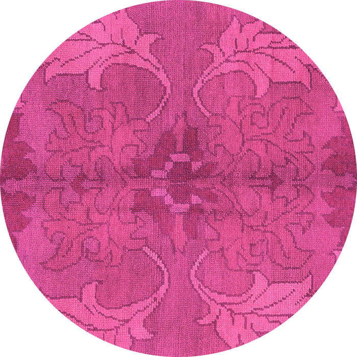 Round Machine Washable Abstract Pink Modern Rug, wshabs1686pnk