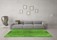 Machine Washable Abstract Green Modern Rug, wshabs1686grn