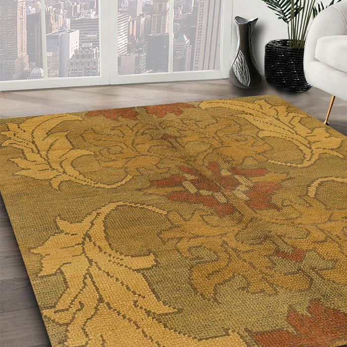 Machine Washable Abstract Dark Orange Rug in a Family Room, wshabs1686